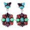 Genuine Sterling Silver Multicolor Post Dangle Earrings AX94895